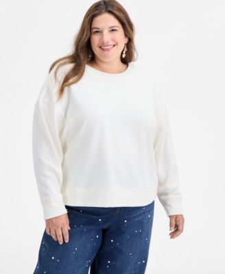 On 34th - Trendy Plus Size Oversized-Bow Embellished Sweater