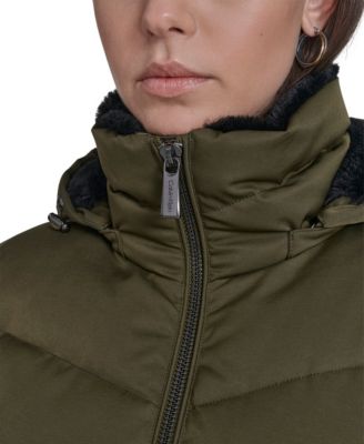 Women's Faux-Fur-Lined Hooded Puffer Coat