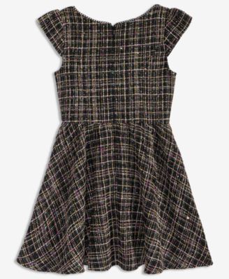 Girls 7-16 Boucle Plaid Full-Skirt Dress