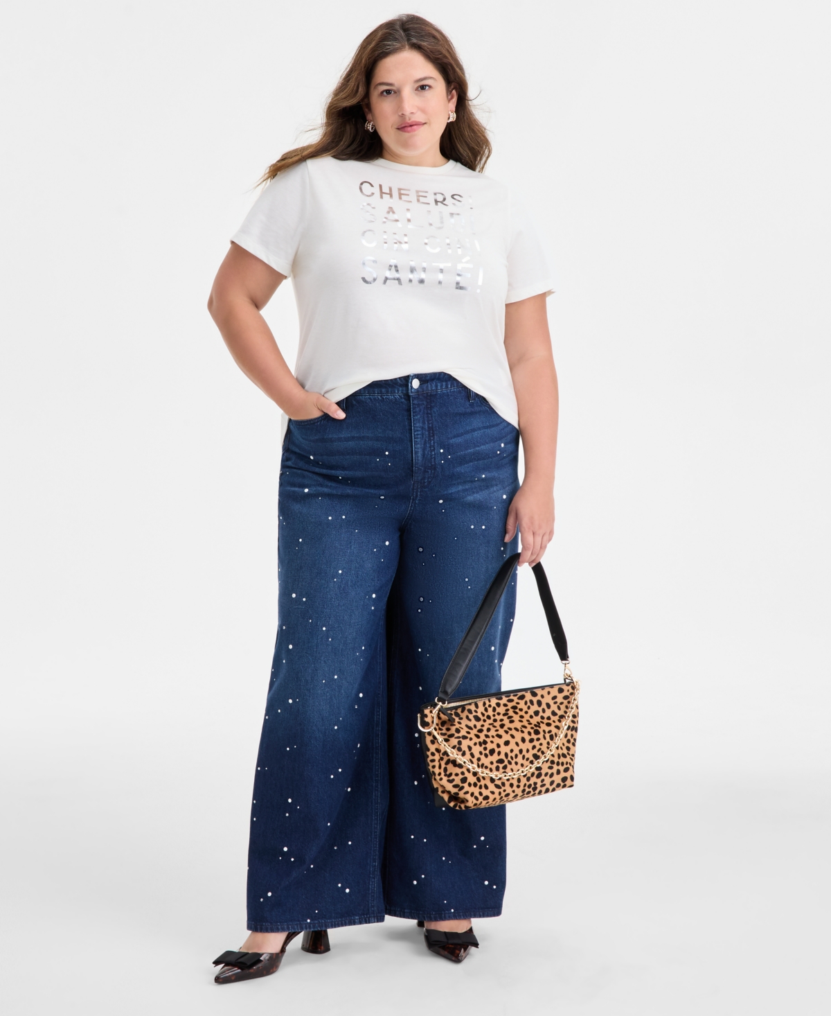 On 34th Trendy Plus Embellished Wide-Leg Jeans, Macy's Exclusive
