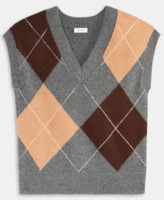 Women's Argyle Oversized Sweater Vest, Macy's Exclusive