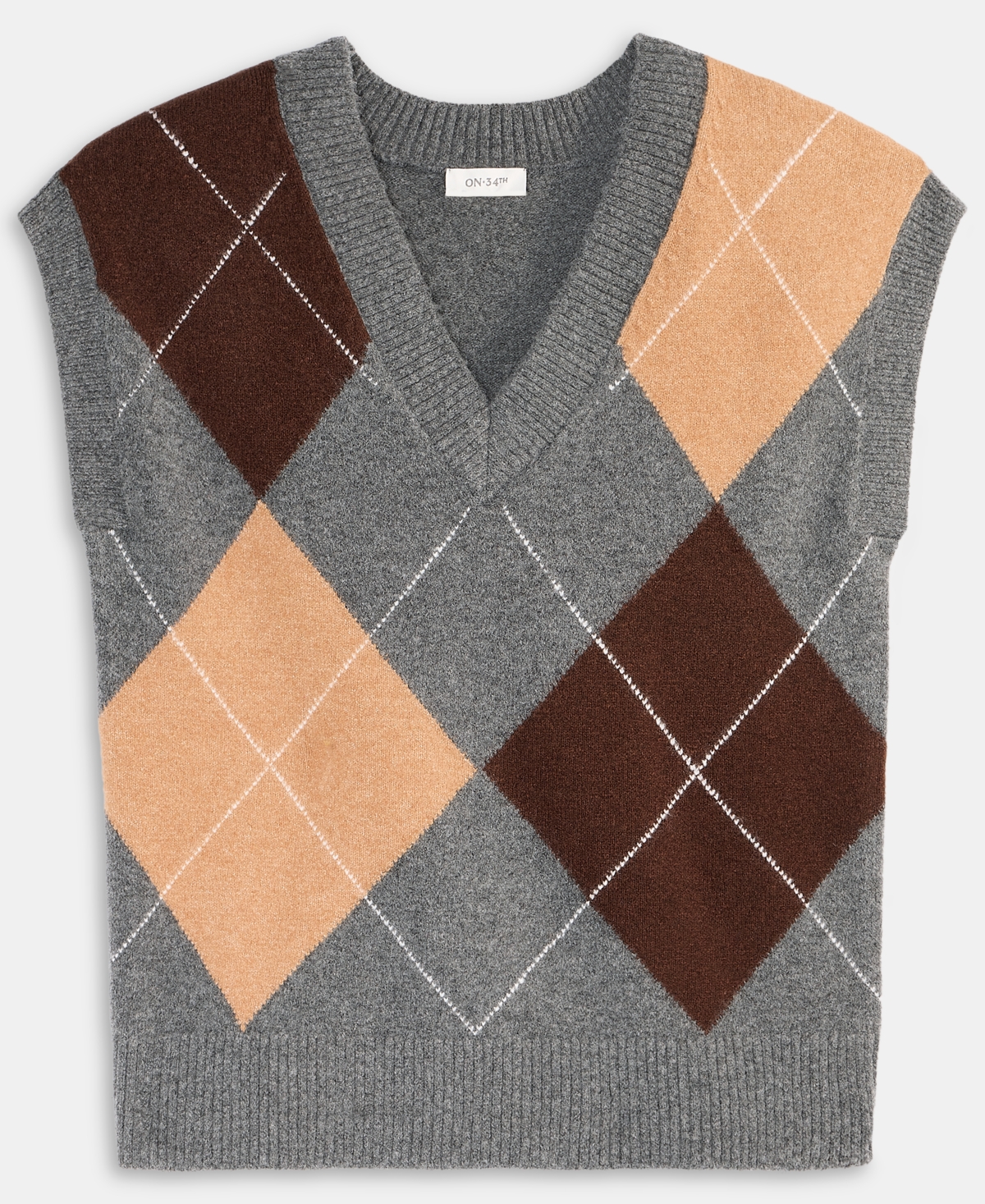 On 34th Women's Argyle Oversized Sweater Vest, Macy's Exclusive