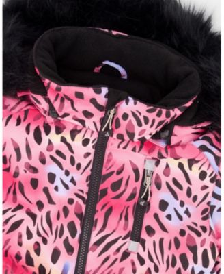 Big Girls One-Piece Play Snowsuit Multicolor Leopard and Zebra