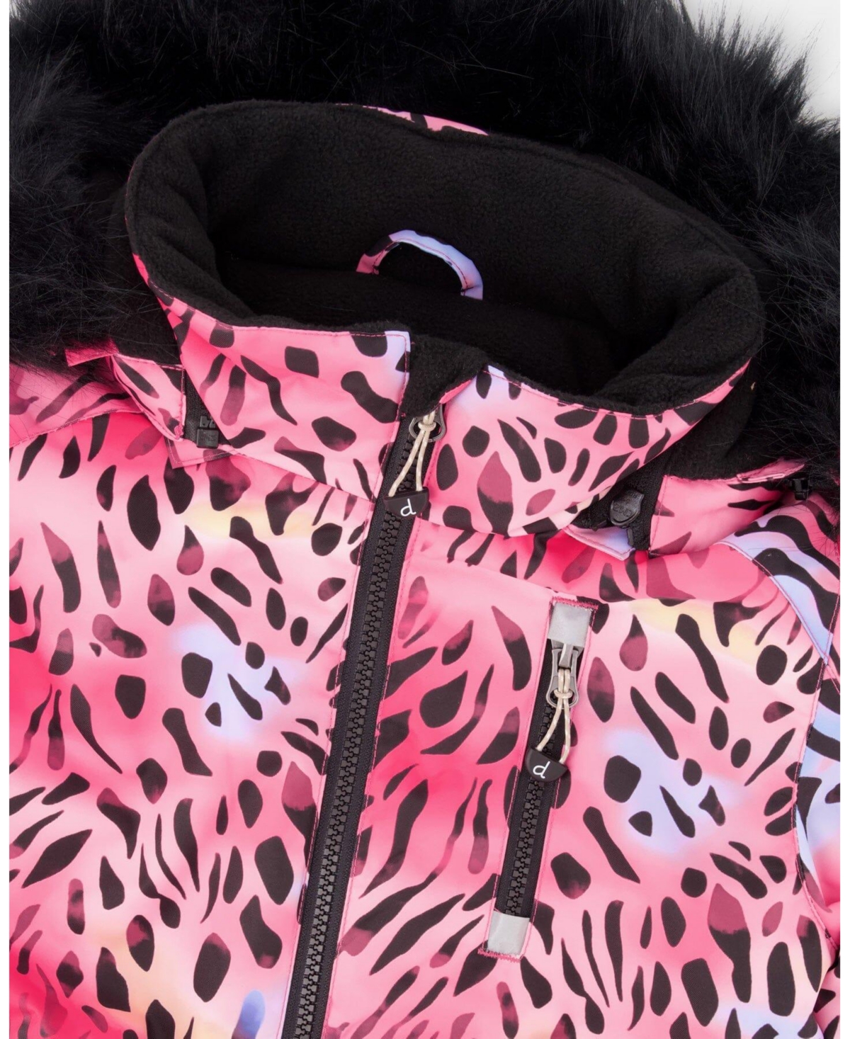 Deux par Big Girls One-Piece Play Snowsuit Multicolor Leopard and Zebra