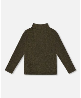 Girl Shiny Rib Mock Neck Top Black and Gold - Toddler|Child