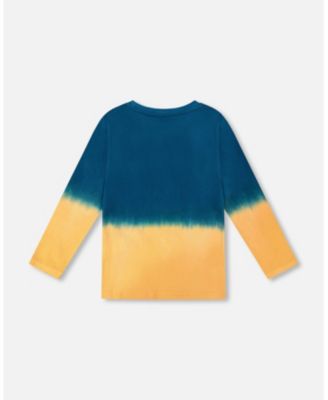 Boy Long Sleeve Cotton Gradient Jersey Tee Dark Teal - Toddler|Child