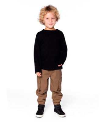 Boy Cotton Jersey Pocket T-Shirt Black - Toddler|Child