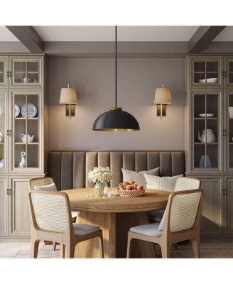 Janie Black Gold Pendant Light 15.50" Wide Modern Industrial Dome Metal Shade Fixture for Dining Room House Foyer Kitchen Entryway Bedroom Living High Ceilings - Possini Euro Design