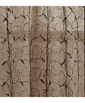 Living Complete 4 Piece Linen Leaf Embroidered Complete Kitchen Curtain Set - 58 in. W x 36 in. L, Gold