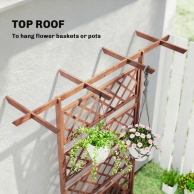 Wood Raised Garden Bed, Planter with Trellis for Climbing Plants