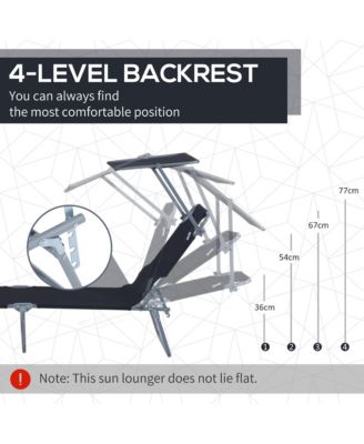 Outdoor Chaise Lounge ning Chair, Folding W/ Sun Shade,