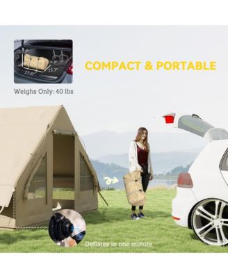 Inflatable Camping Tent with Hand Pump, 4 Season for 4-6 People