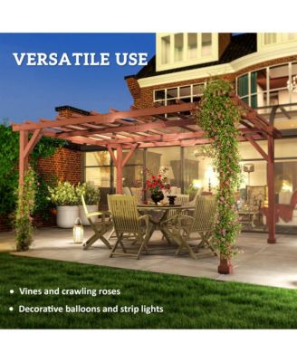11' x 12.5' Outdoor Wood Pergola with Grape Trellis,