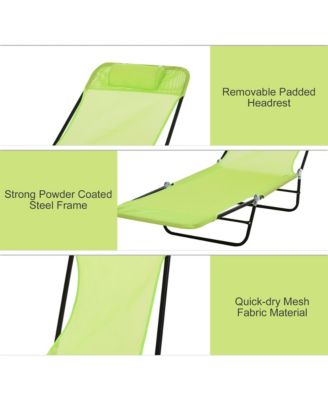 Foldable Reclining Pool & Beach Chair w/ Pillow,