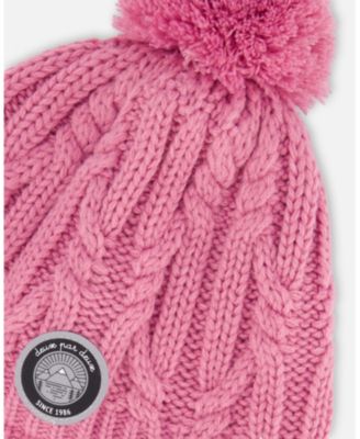 Girl Lined Winter Hat with Pompom Pink - Toddler|Child