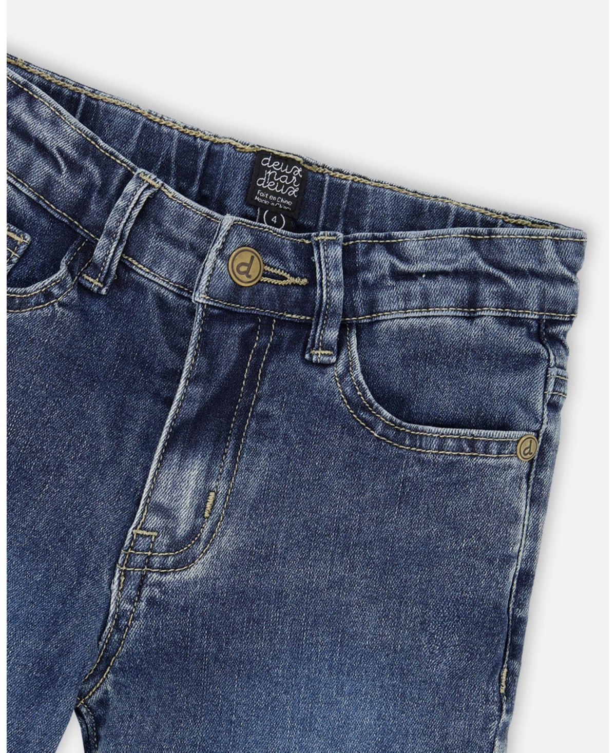 Deux par Toddler Boys Stretch Jeans Dark Blue with Rolled Cuffs - Toddler|Child