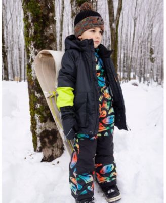 Boy Lined Knit Winter Hat with Pompom Black and Multicolor - Toddler|Child