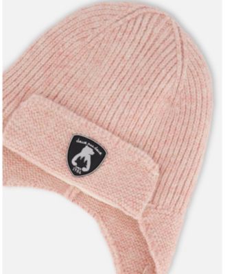 Baby Girl Lined Baby Knit Hat with Ears and Strings Dusty Pink - Baby|Toddler