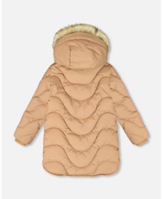 Girl Long Wavy Quilt Puffy Winter Coat Chanterelle - Toddler|Child