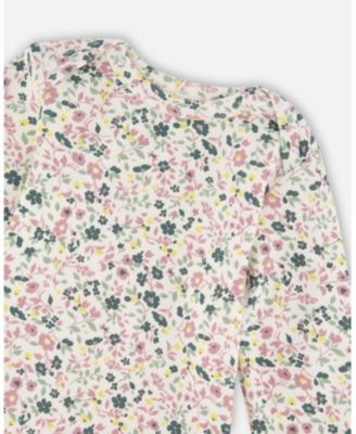 Baby Girls Cotton Long Sleeve Romper Off-White Floral