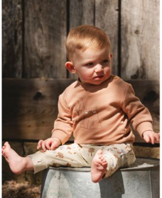 Baby Boy Cotton Pant and Top Set Beige Tree Print - Baby