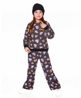 Toddler Girls Fleece Hoodie Black and Multicolor - Toddler|Child