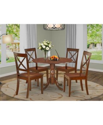 5-Piece Wood Mahogany Slatted Back Dining Set