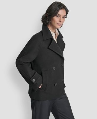 Petite Short Double Breasted Collared Coat