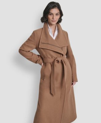 Women's Wing Collar Asymmetrical Wrap Coat