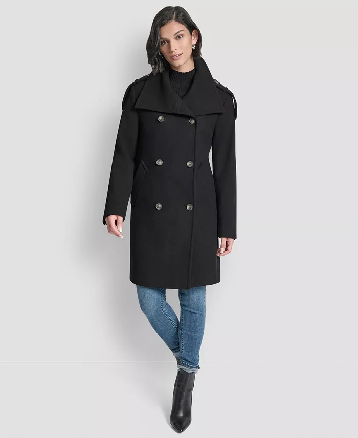 Women's Double-Breasted Funnel Neck Military Coat - thumbnail 9
