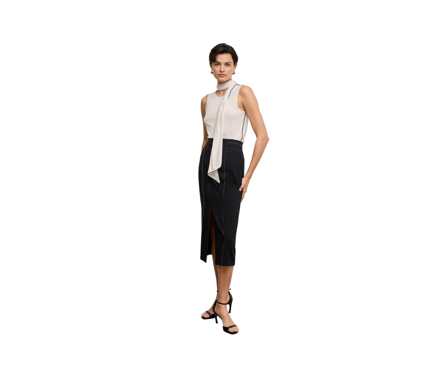 Женский топ M.M.LaFleur Felicity Scarf - Cloud Jersey, цвет: Слоновая кость — фото 3