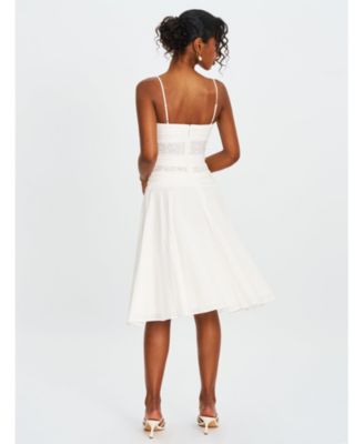 Women's Maelis White Eyelet Drop Waist Cotton Midi Dress