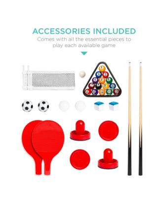 4-in-1 Multi Game Table, Childrens Arcade Set w/ Pool Billiards, Air Hockey, Foosball