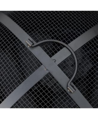 Fire Pit with Spark Screen and Poker, 18" Wood-burning Bowl,