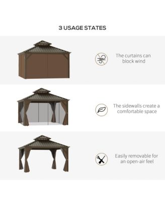 12 x 12 Hardtop Patio Gazebo, Netting Curtains,
