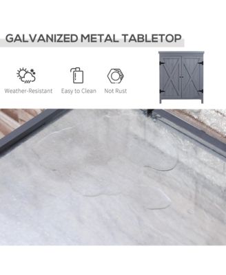 Wooden 36.25 in x 31.5 in Garden Storage Tool Shed with Galvanized Top,