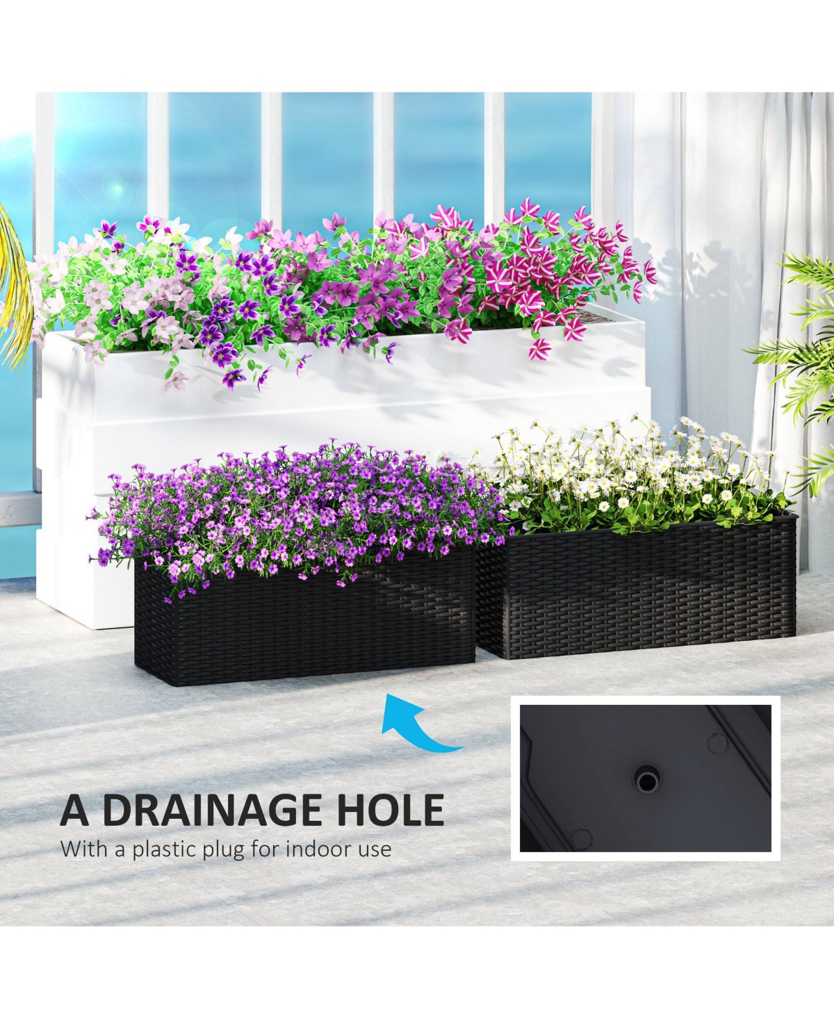 Outsunny Railing Planter Box (2 Pack, 20 Inch), Rat Look,