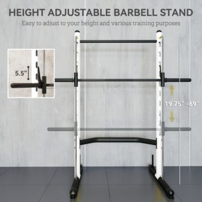 Adjustable Squat Rack with Pull Up Bar and Barbell Bar Bench Press