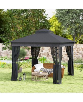 10' x 10' Outdoor Gazebo with Shelf and Netting, UV30+ Protected