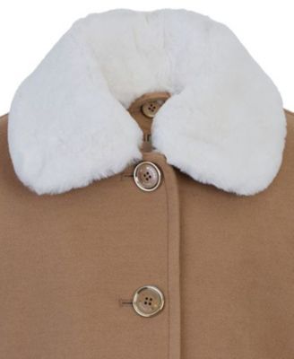Toddler and Little Girls Detachable Faux Rabbit Fur Collar Jacket