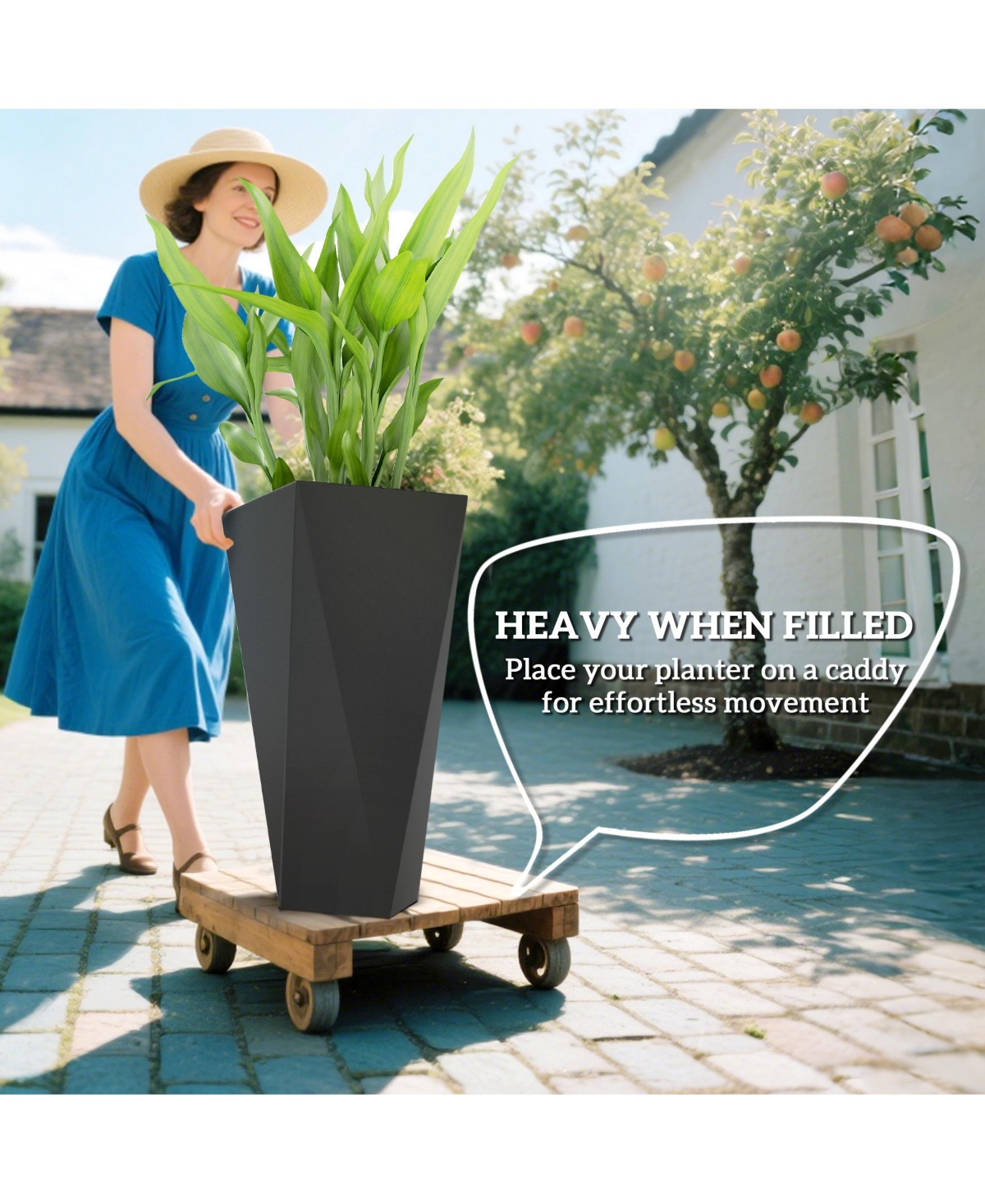 Outsunny Outdoor Planters Set of 3 with Drainage Holes, Flower Pots,