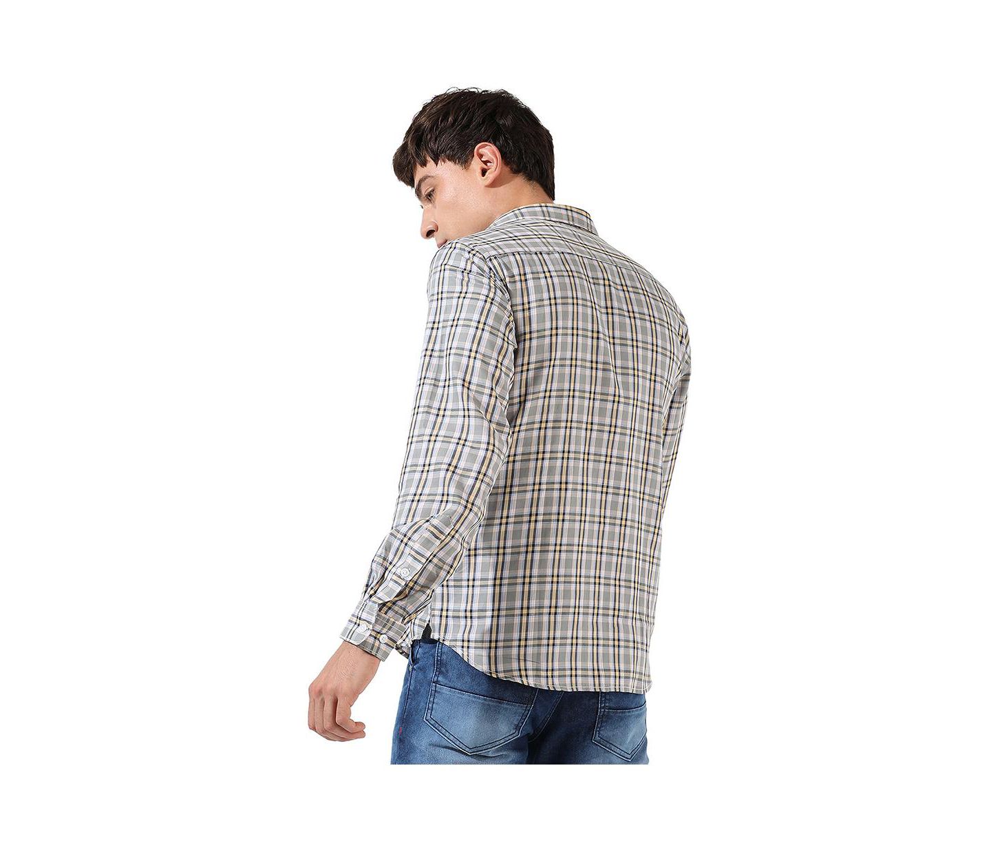 Мужская рубашка Cahoot Campus Sutra Multicolour Checkered Regular Fit Casual, цвет: Коричневый — фото 8