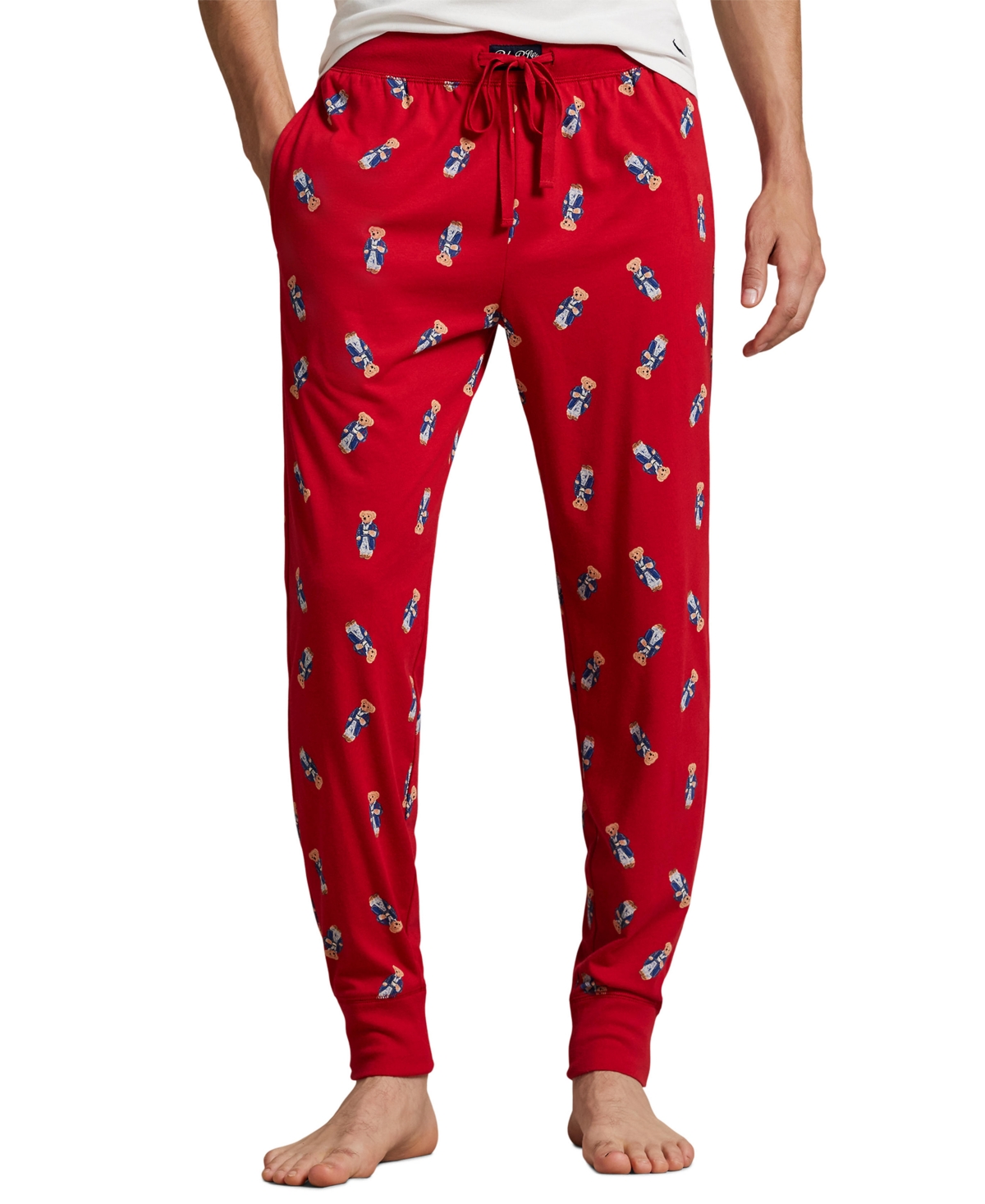Polo Ralph Lauren Men's Polo Bear Jogger Pajama Set, Exclusively At Macy's In Red
