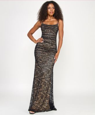 Emerald Sundae - Juniors' Sleeveless Lace Corset Back Gown