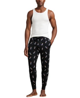 Men's Rib Waistband Knit Bear Pajama Jogger Pants