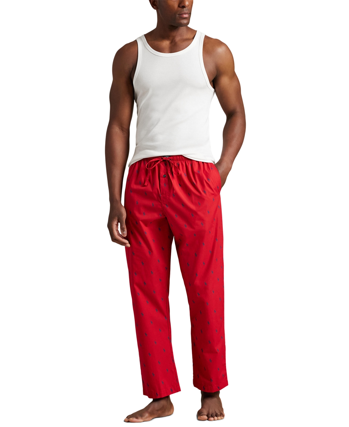 Polo Ralph Lauren Men's Drawstring Pajamas In Red