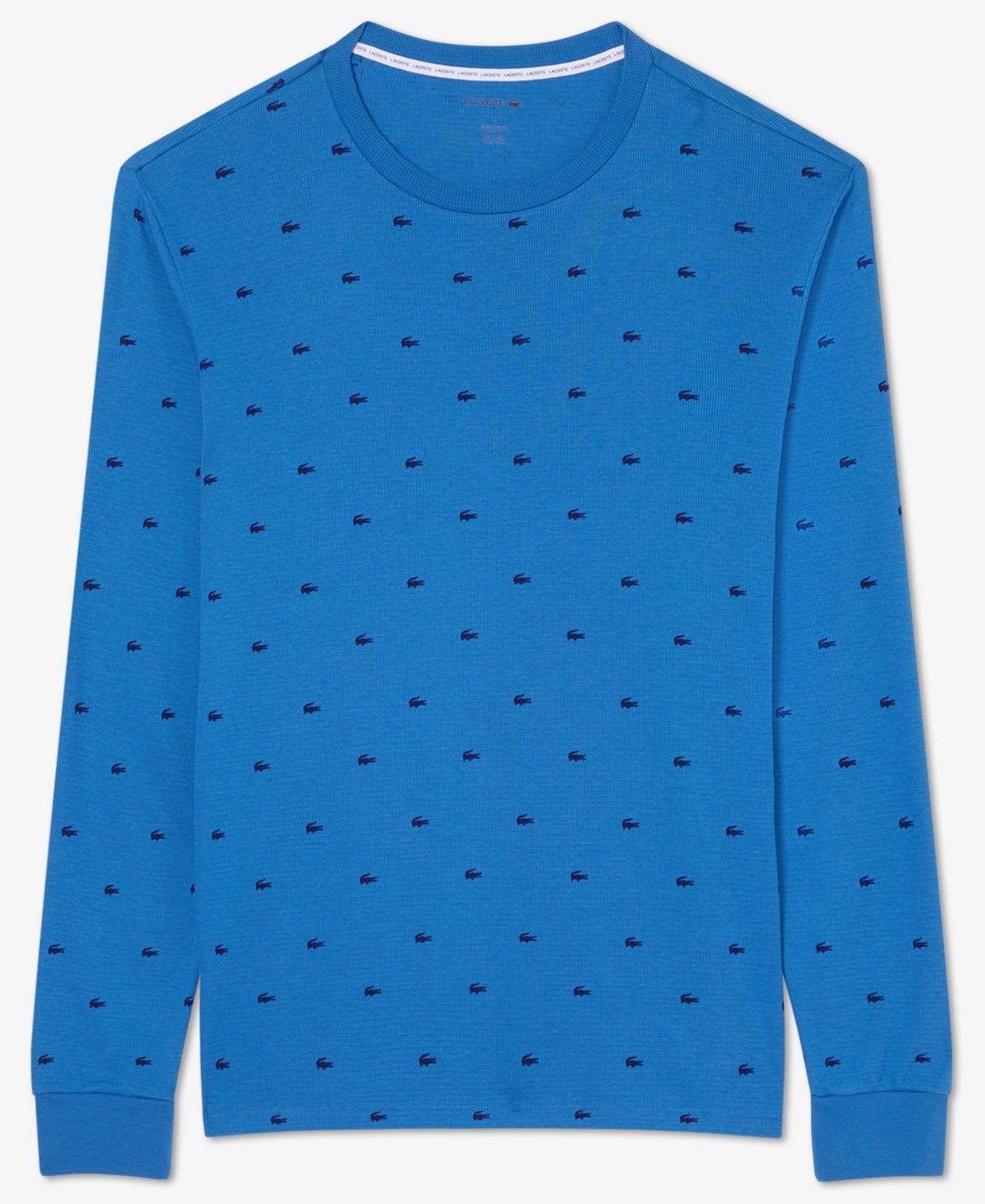 Lacoste Men's All Over Croc Print Long-sleeve Thermal Sleep Shirt In Blue