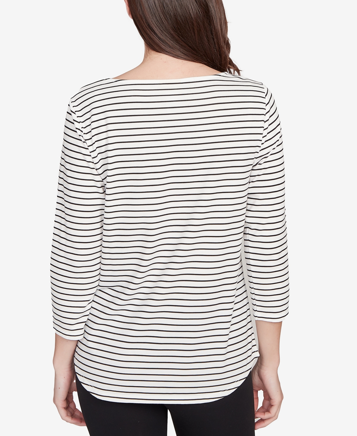 Ruby Rd. Petite Holiday Dogs Striped Knit Top In Multi