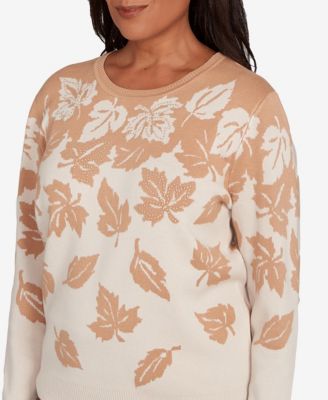 Petite Mount Laurel Falling Leaf Long Sleeve Sweater