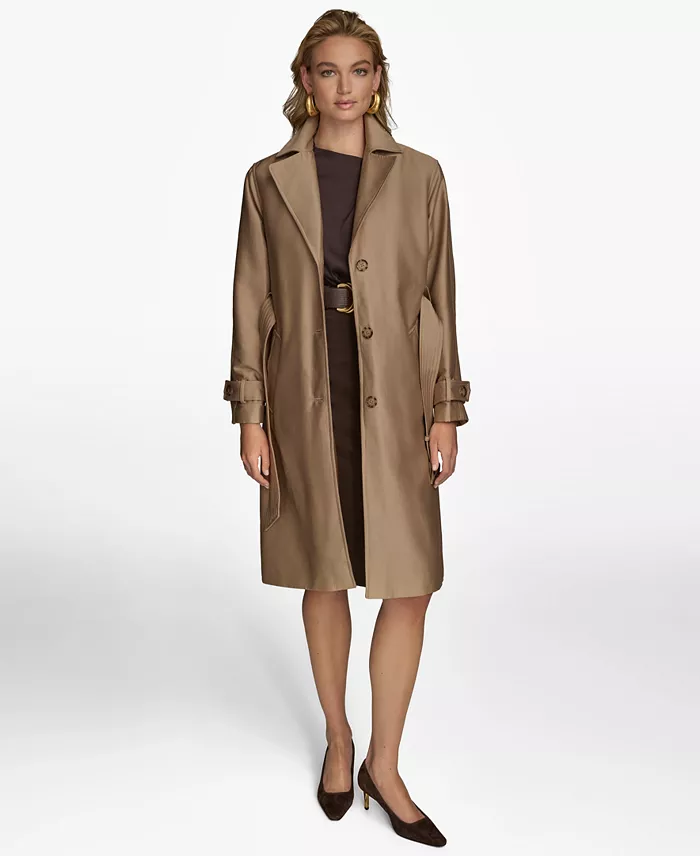 Women's Single-Breasted Belted Trench Coat - thumbnail 3